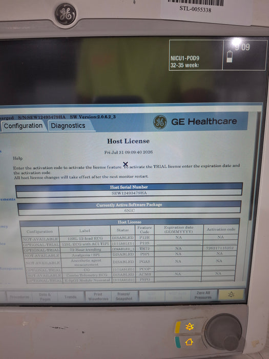 GE Healthcare Carescape B650 Neonatal Care Patient Monitor