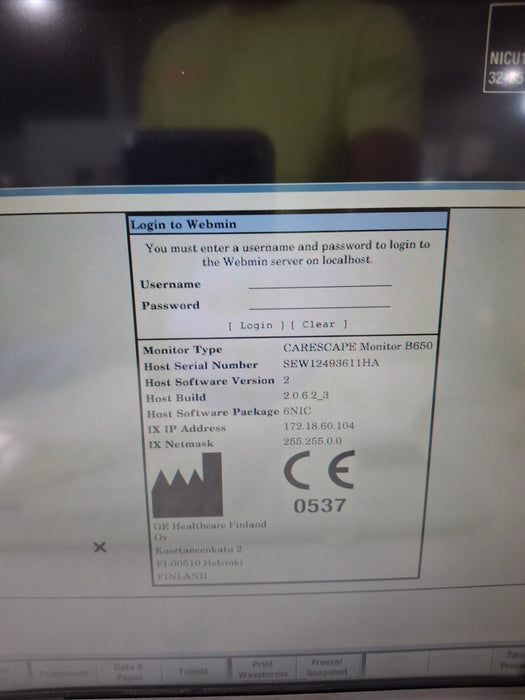 GE Healthcare Carescape B650 Neonatal Care Patient Monitor