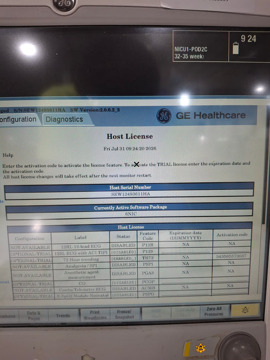 GE Healthcare Carescape B650 Neonatal Care Patient Monitor