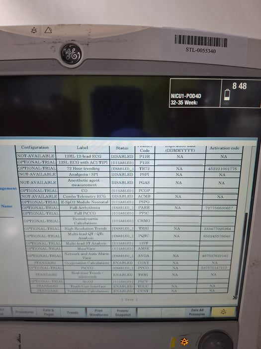 GE Healthcare Carescape B650 Neonatal Care Patient Monitor