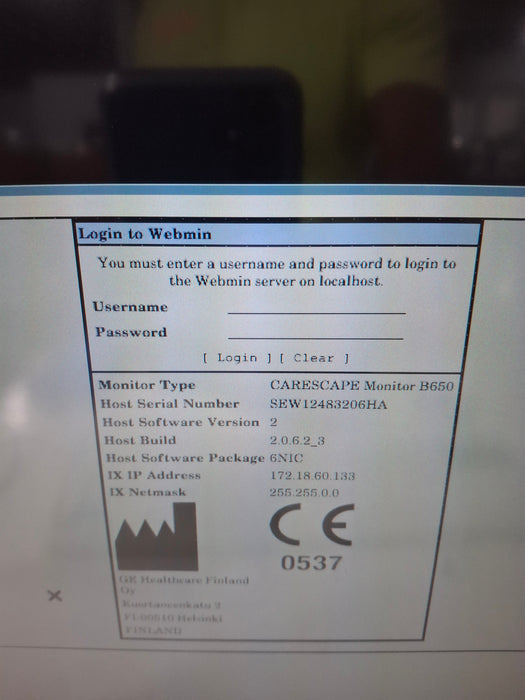 GE Healthcare Carescape B650 Neonatal Care Patient Monitor