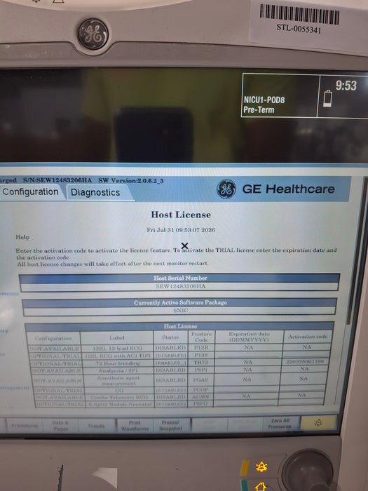 GE Healthcare Carescape B650 Neonatal Care Patient Monitor
