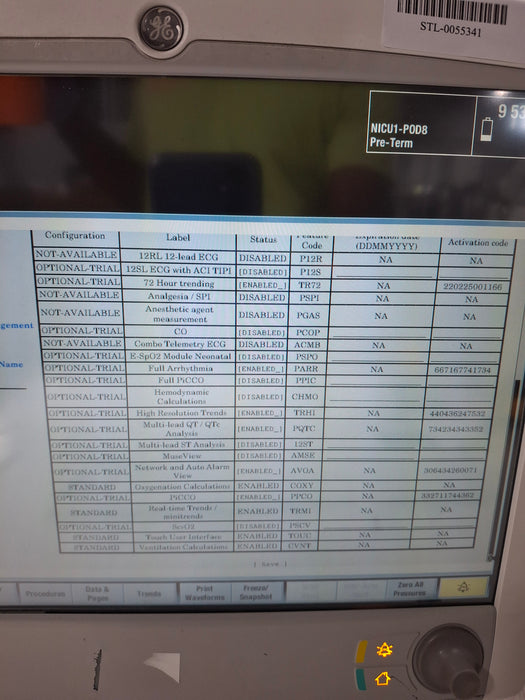 GE Healthcare Carescape B650 Neonatal Care Patient Monitor