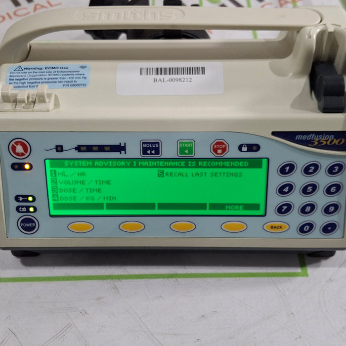 Smiths Medical Medfusion 3500 Version 6 Syringe Infusion Pump