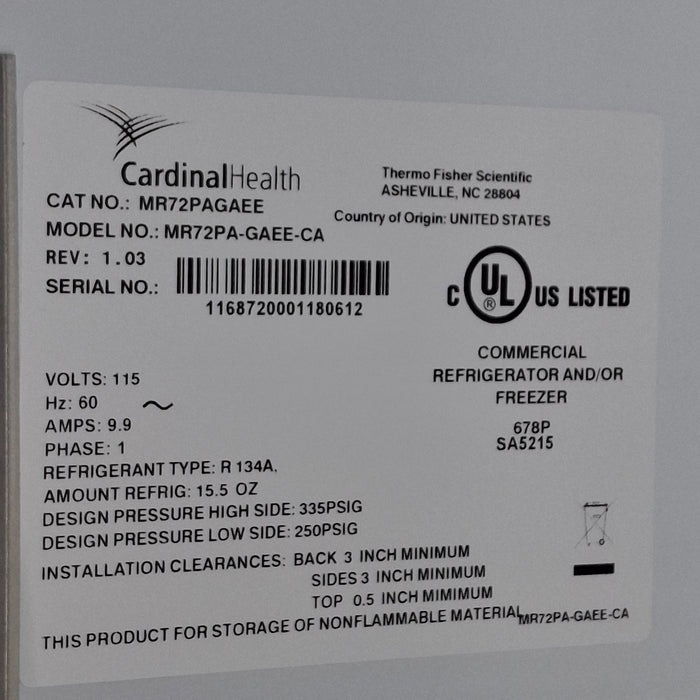 Cardinal Health Pro Series Lab Refrigerator and/or Freezer