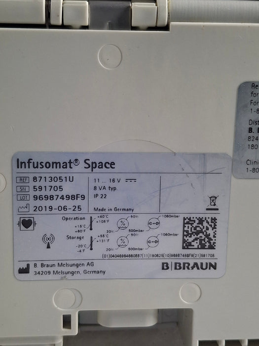 B. Braun Infusomat Space w/AC Adapter Infusion Pump