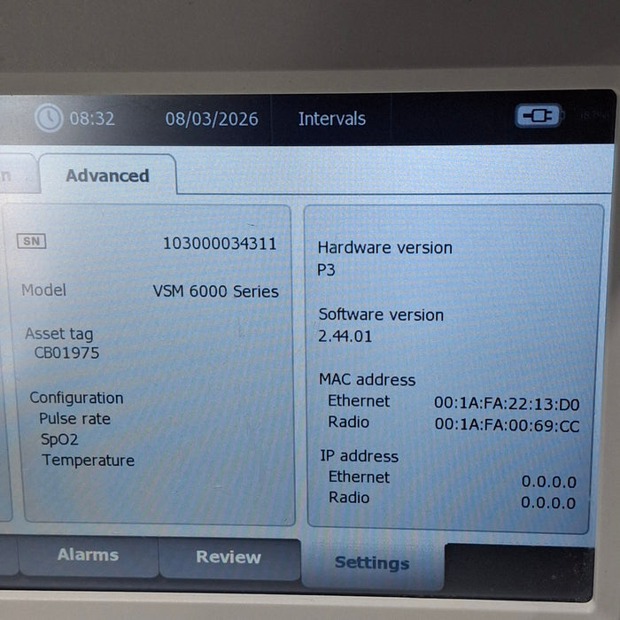 Welch Allyn Connex 6500 65NTXX - Nellcor SpO2, SureTemp Vital Signs Monitor
