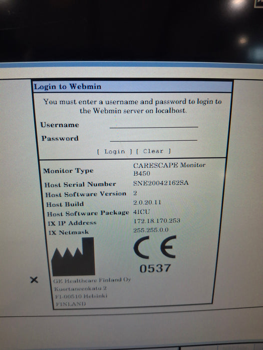 GE Healthcare Carescape B450 Critical Care Patient Monitor