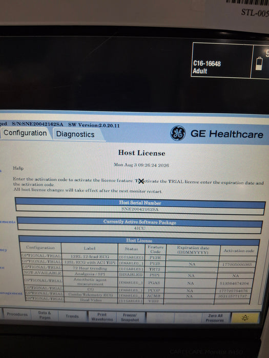 GE Healthcare Carescape B450 Critical Care Patient Monitor