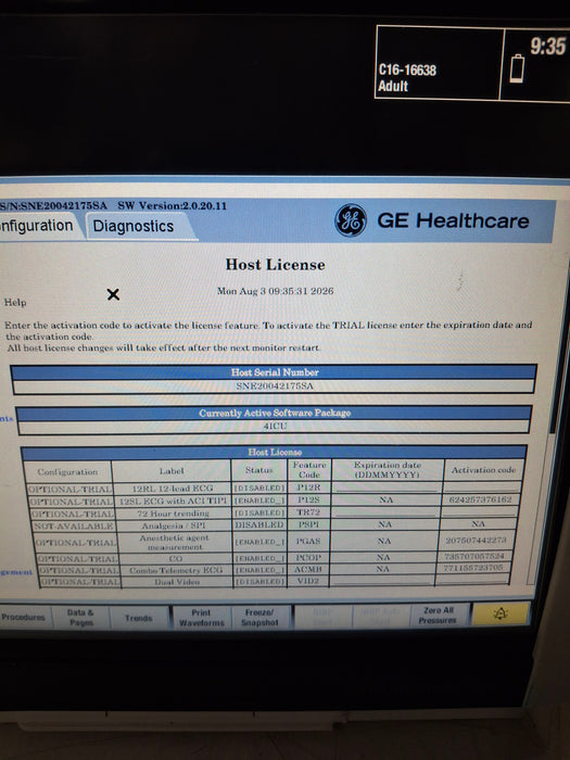 GE Healthcare Carescape B450 Critical Care Patient Monitor