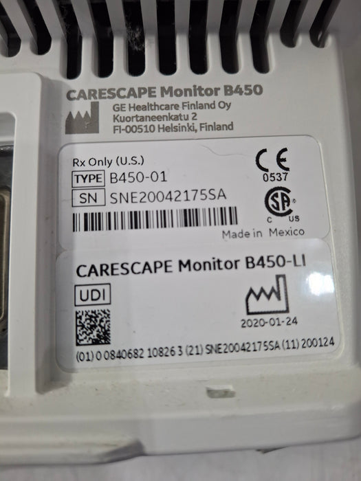 GE Healthcare Carescape B450 Critical Care Patient Monitor