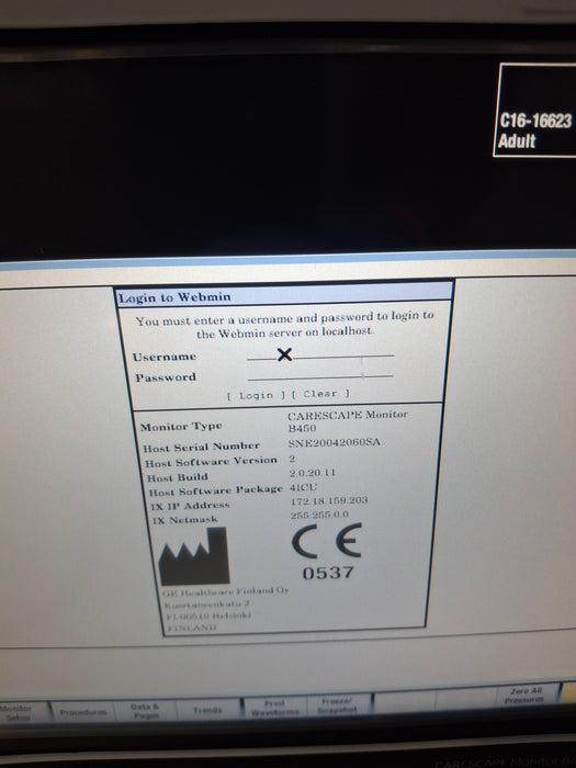 GE Healthcare Carescape B450 Critical Care Patient Monitor
