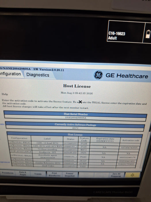 GE Healthcare Carescape B450 Critical Care Patient Monitor