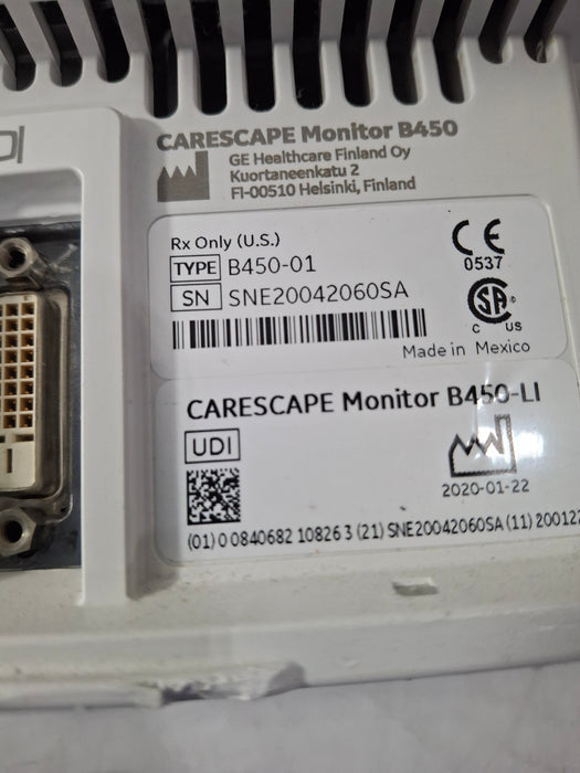 GE Healthcare Carescape B450 Critical Care Patient Monitor