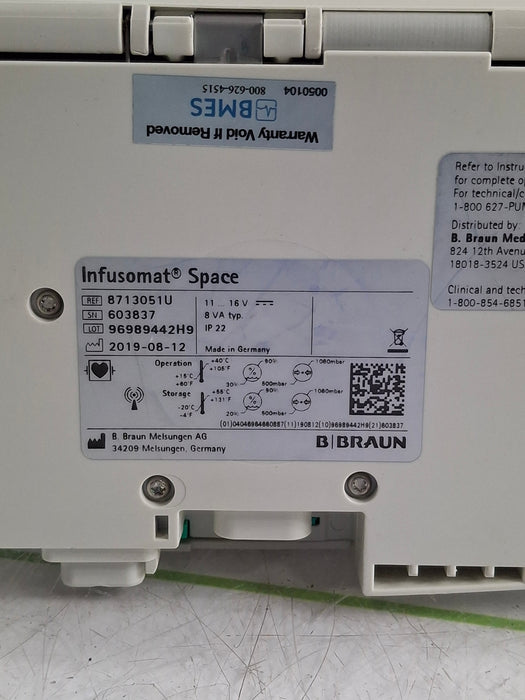 B. Braun Infusomat Space w/AC Adapter Infusion Pump