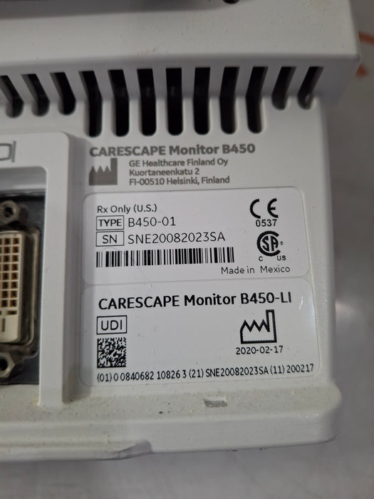 GE Healthcare Carescape B450 Critical Care Patient Monitor
