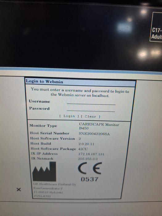 GE Healthcare Carescape B450 Critical Care Patient Monitor