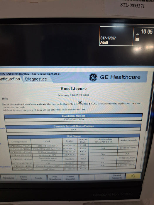 GE Healthcare Carescape B450 Critical Care Patient Monitor