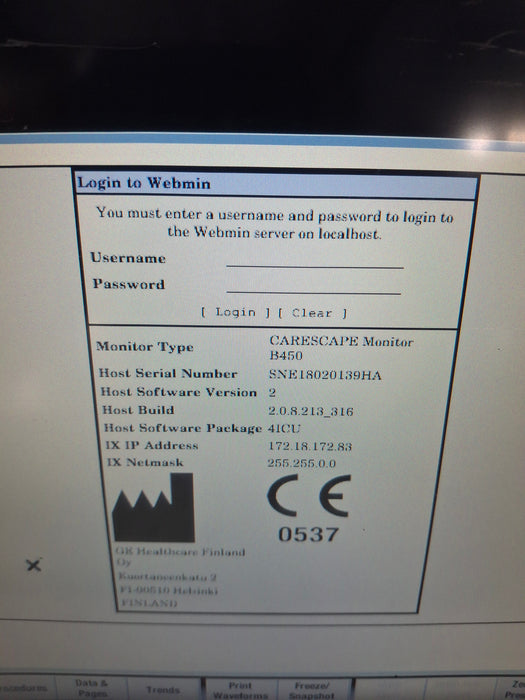 GE Healthcare Carescape B450 Critical Care Patient Monitor