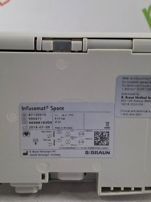 B. Braun Infusomat Space w/AC Adapter Infusion Pump