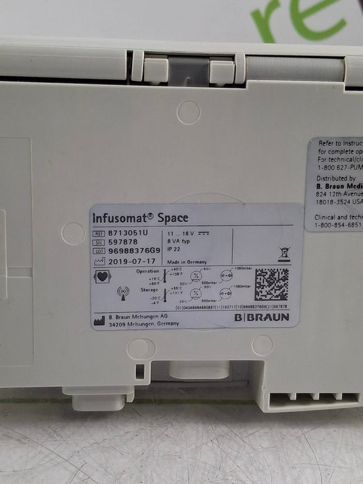 B. Braun Infusomat Space w/AC Adapter Infusion Pump