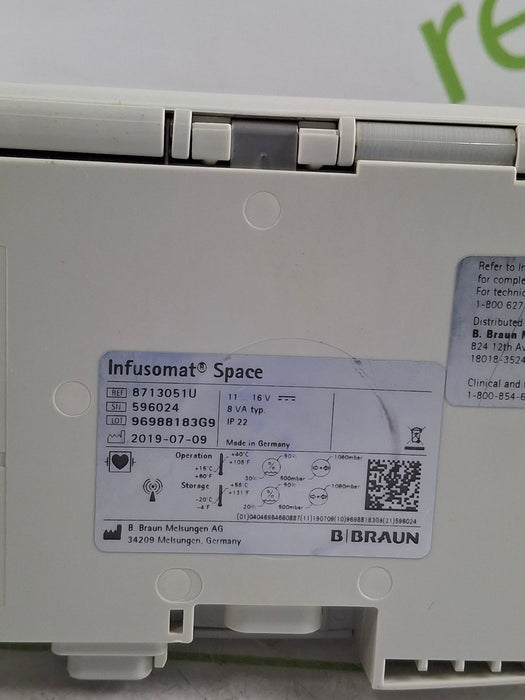 B. Braun Infusomat Space w/AC Adapter Infusion Pump
