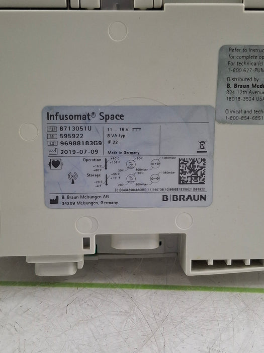 B. Braun Infusomat Space w/AC Adapter Infusion Pump