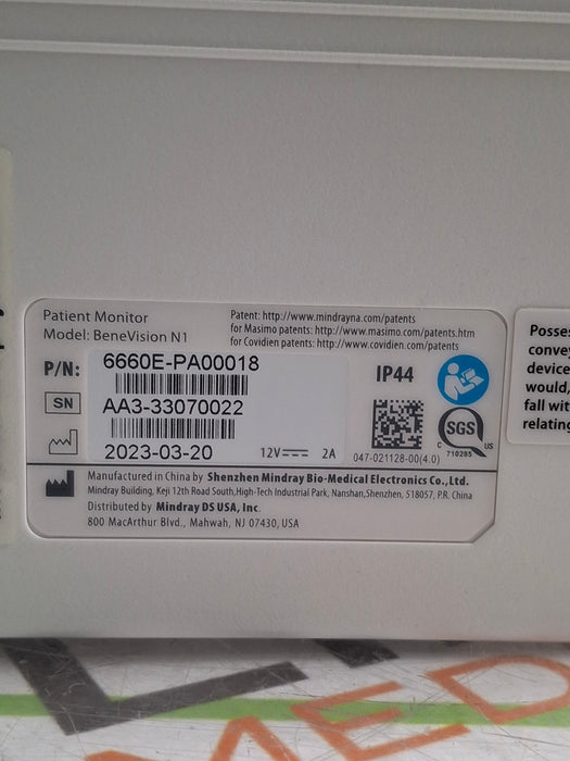 Mindray Benevision N1 Transport Patient Monitor