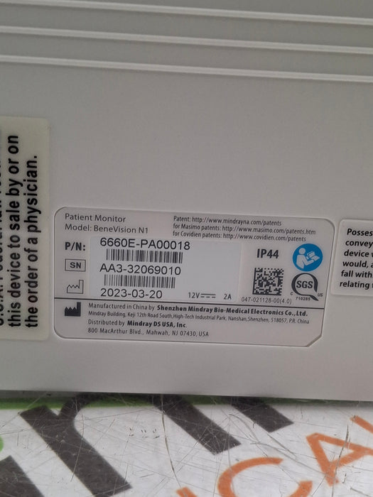 Mindray Benevision N1 Transport Patient Monitor