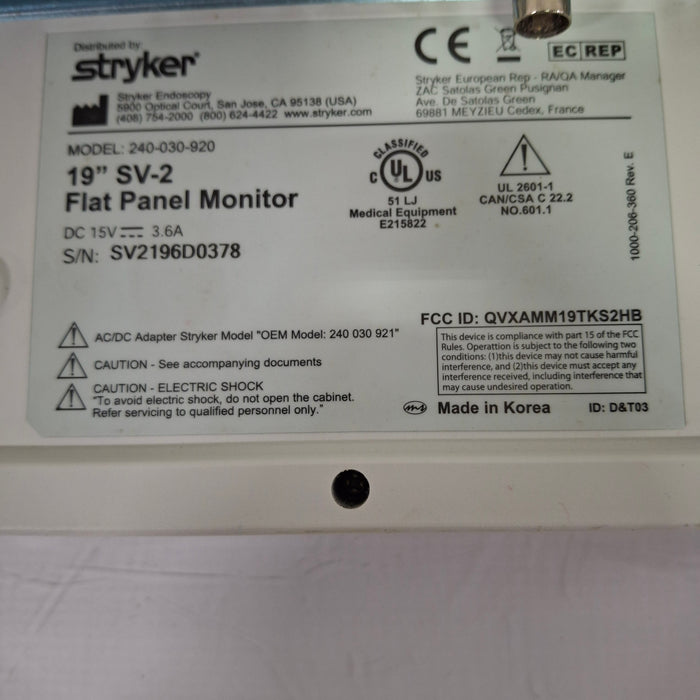 Stryker SV2 19" Monitor