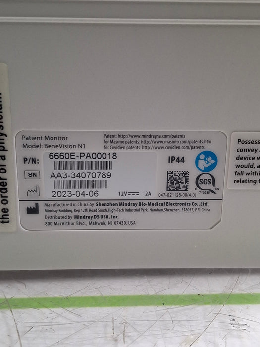 Mindray Benevision N1 Transport Patient Monitor