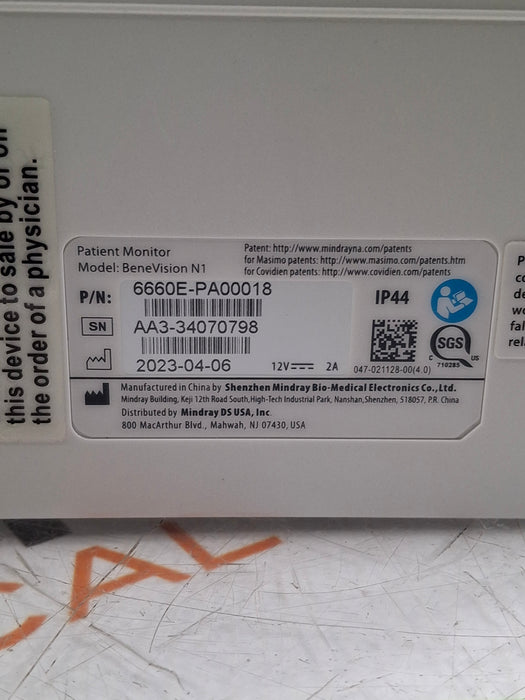 Mindray Benevision N1 Transport Patient Monitor
