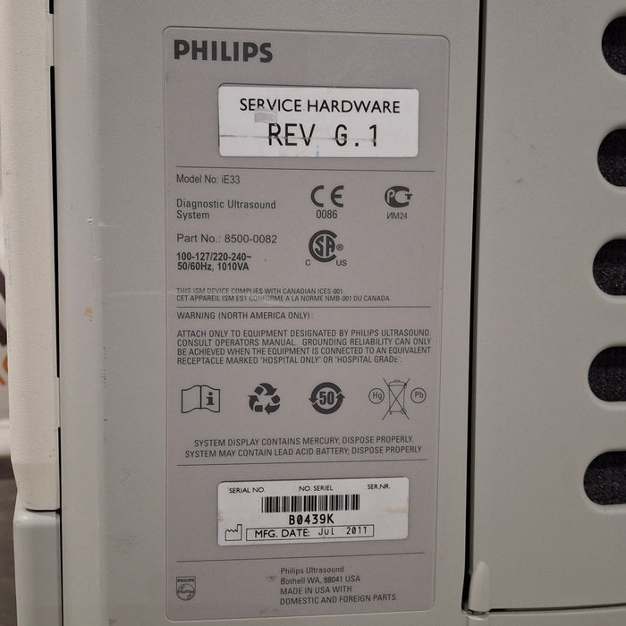 Philips IE33 F-G Cart Ultrasound