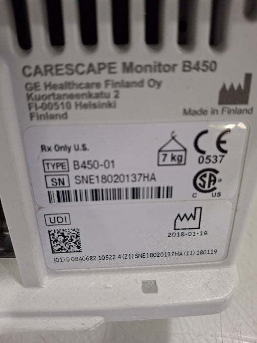 GE Healthcare Carescape B450 Critical Care Patient Monitor