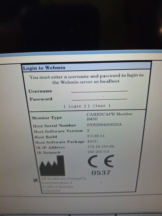 GE Healthcare Carescape B450 Critical Care Patient Monitor