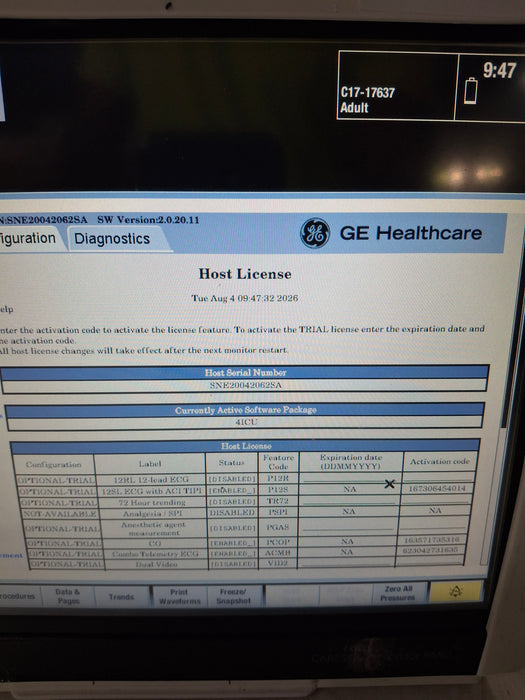 GE Healthcare Carescape B450 Critical Care Patient Monitor