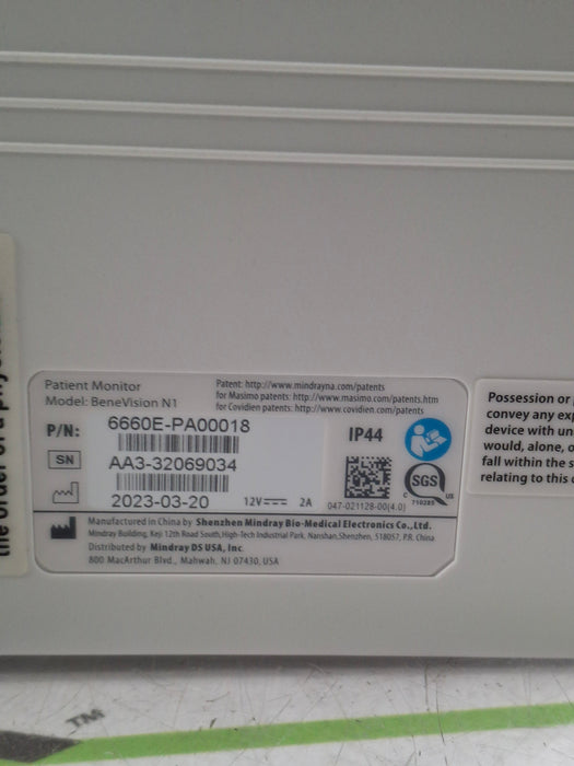 Mindray Benevision N1 Transport Patient Monitor