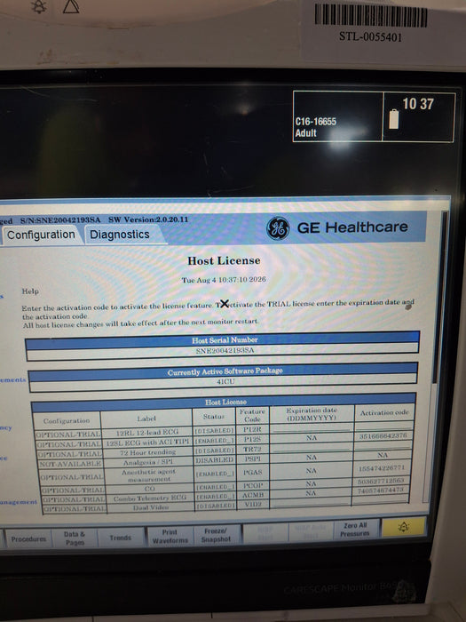 GE Healthcare Carescape B450 Critical Care Patient Monitor