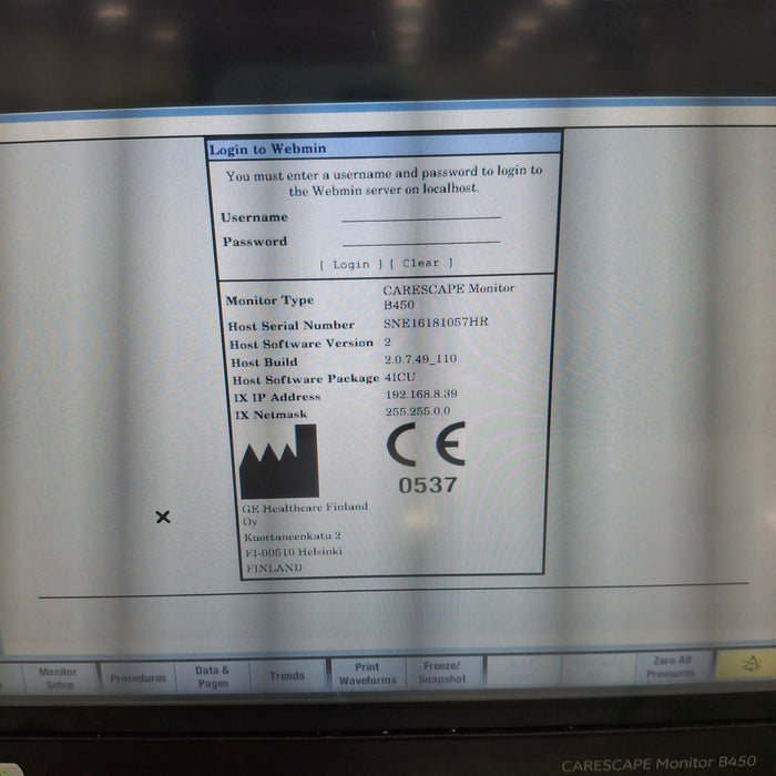 GE Healthcare Carescape B450 Patient Monitor