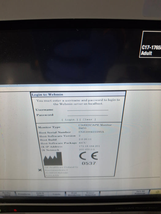 GE Healthcare Carescape B450 Critical Care Patient Monitor