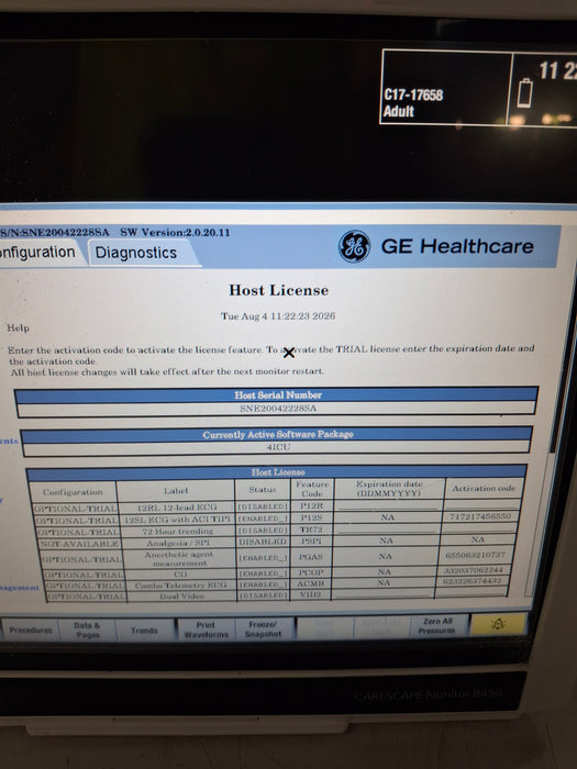 GE Healthcare Carescape B450 Critical Care Patient Monitor
