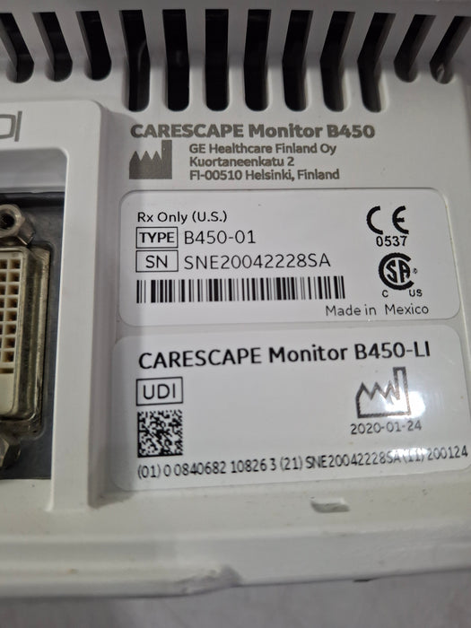 GE Healthcare Carescape B450 Critical Care Patient Monitor