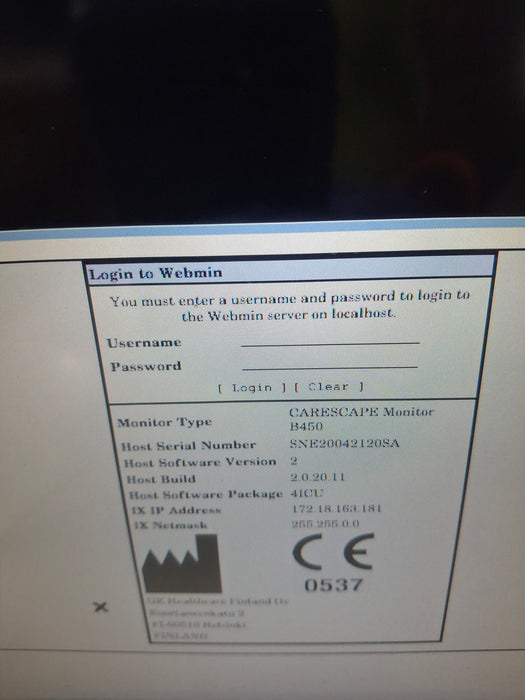 GE Healthcare Carescape B450 Critical Care Patient Monitor