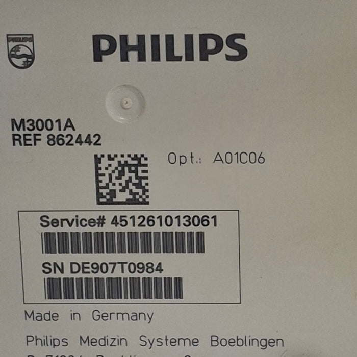 Philips M3001A-A01C06 Fast SpO2, NIBP, ECG, Temp, IBP MMS Module