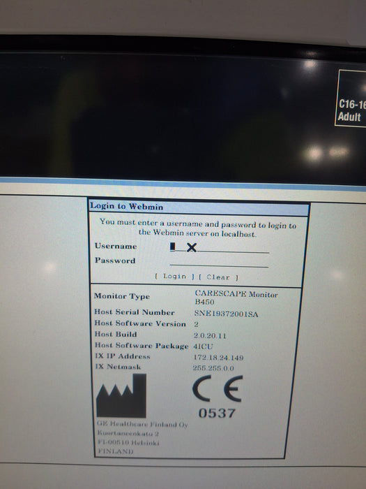 GE Healthcare Carescape B450 Critical Care Patient Monitor