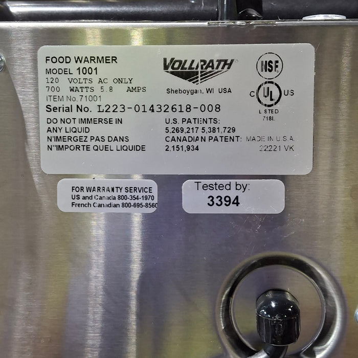 Vollrath Model 1001 Food Warmer