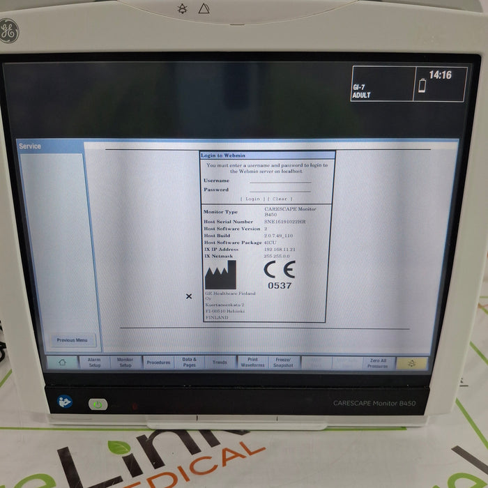 GE Healthcare Carescape B450 Patient Monitor