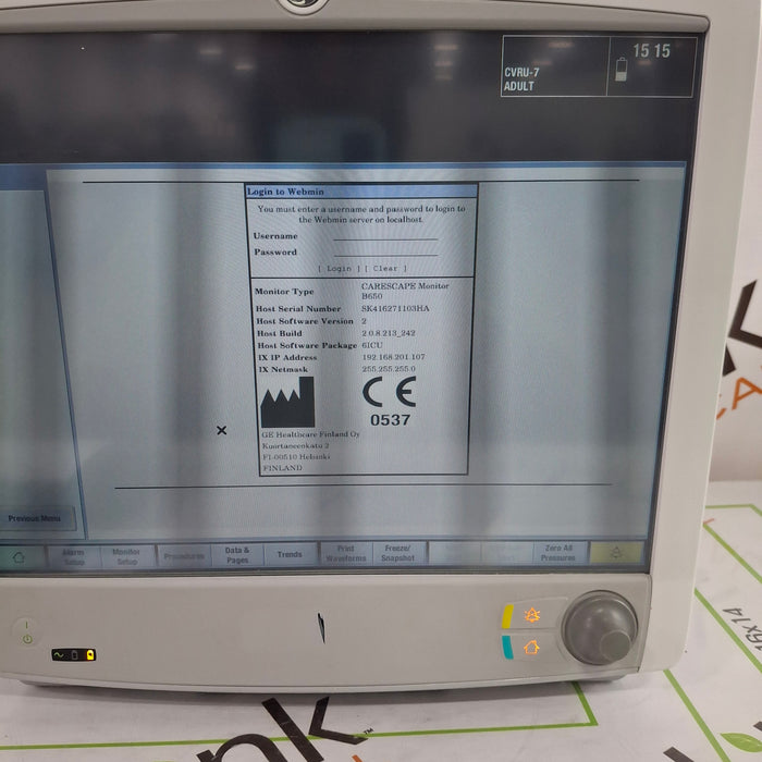 GE Healthcare Carescape B650 Critical Care Patient Monitor