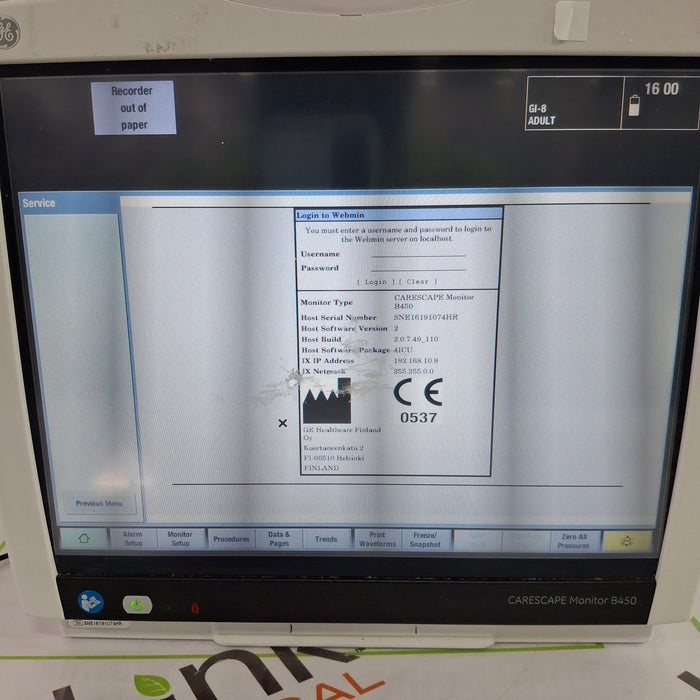 GE Healthcare GE Healthcare Carescape B450 Critical Care Patient Monitor Patient Monitors reLink Online