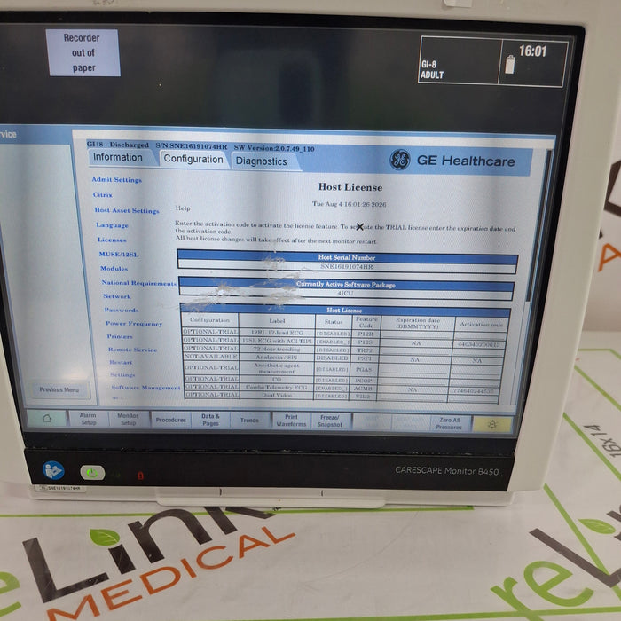 GE Healthcare GE Healthcare Carescape B450 Critical Care Patient Monitor Patient Monitors reLink Online
